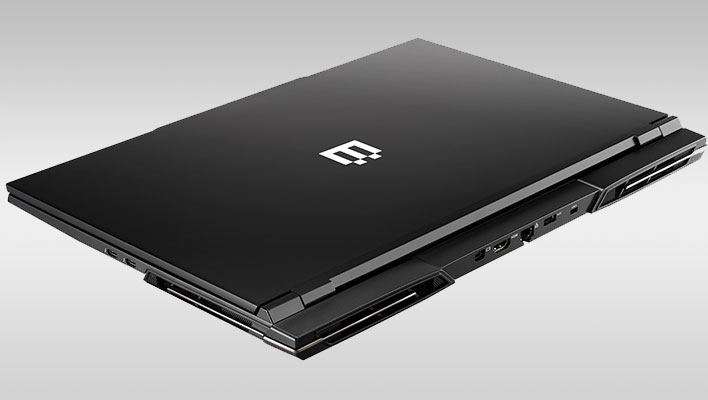 Closed view of Maingar's ML-17 gaming laptop on a gray gradient background.