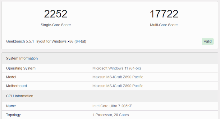 geekbench arrow lake