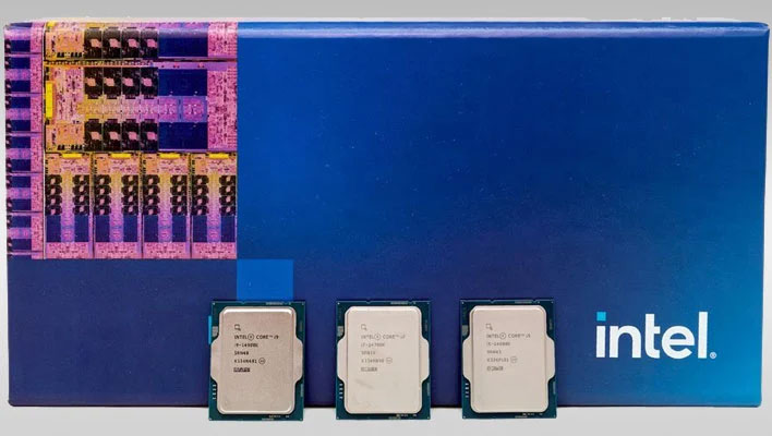 Intel processors leaning against a box.