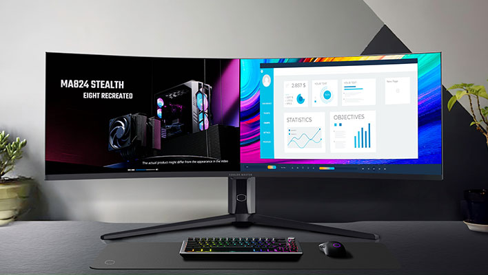 Cooler Master GP57ZS monitor on a desk.