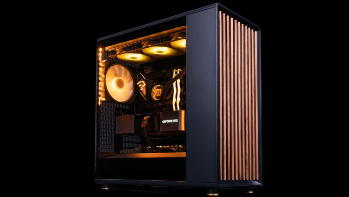 Angled Maingear North desktop on a black background.