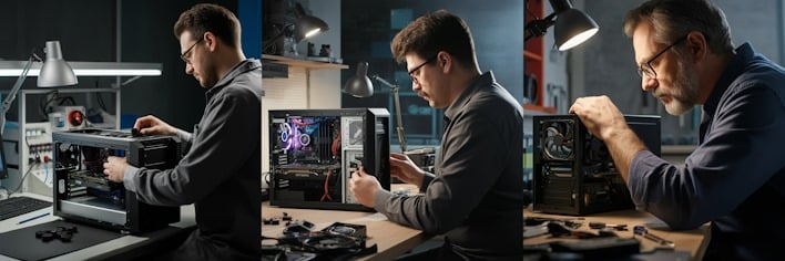man working on computer