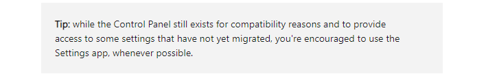 microsoft control panel ominous tip
