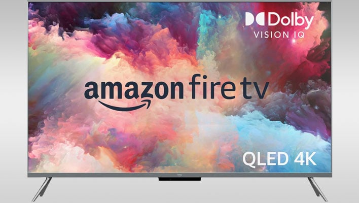 Amazon Fire TV on a grey gradient background.