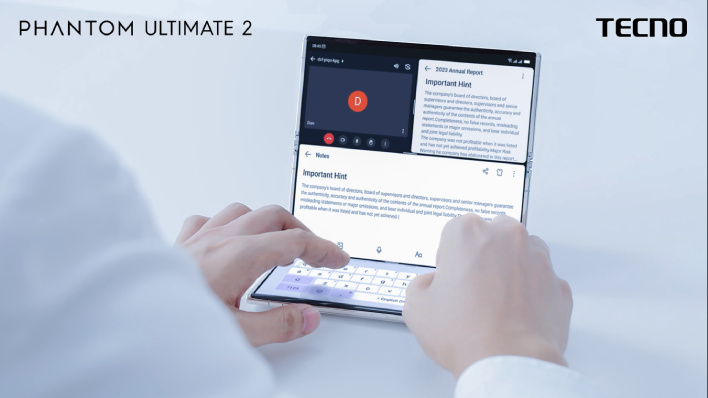 tecno trifold smartphone concept on desk