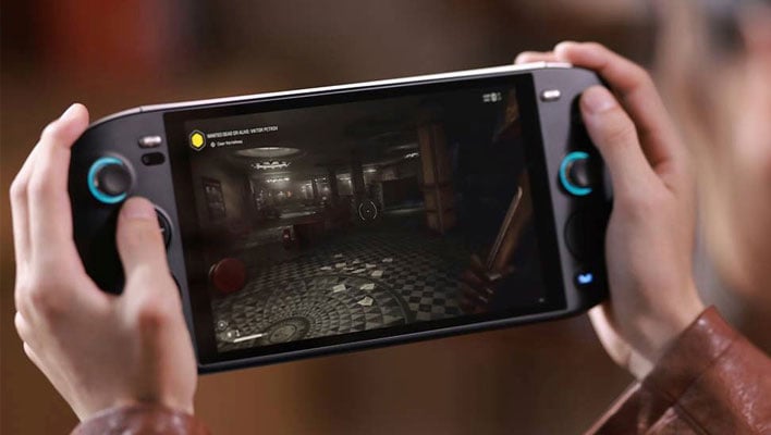 Person hold an Ayaneo Kun handheld.