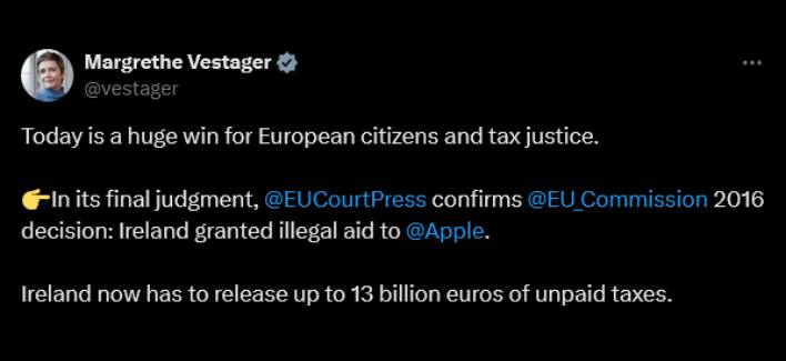 margarethe vestager apple tweet