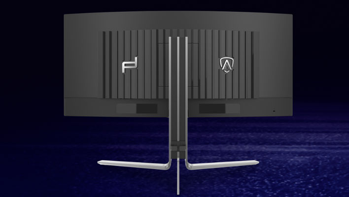 Rear view of Porsche Design and Agon by AOC's PD34 OLED monitor.