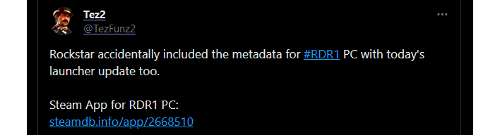 tez2 rockstar rdr1 steam leak