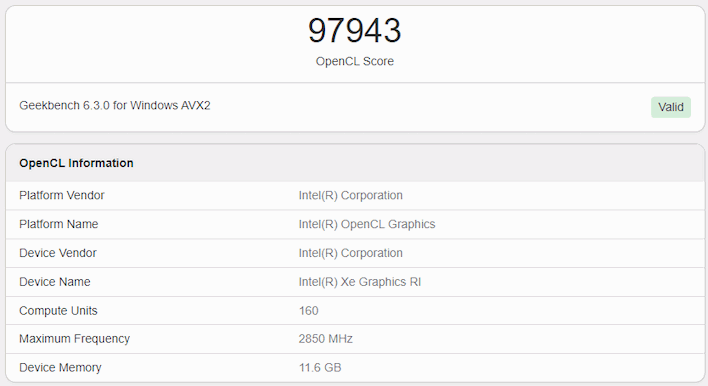 intel battlemage geekbench opencl leak