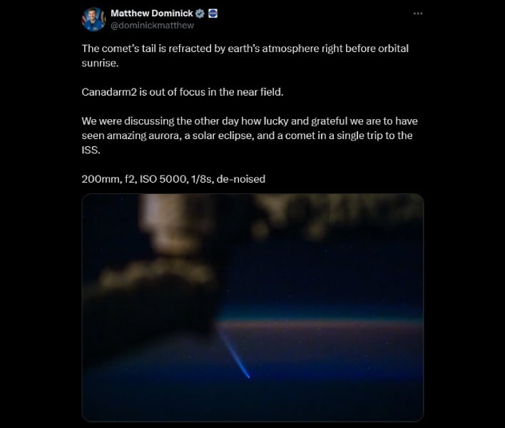 tweet comet a3 from iss