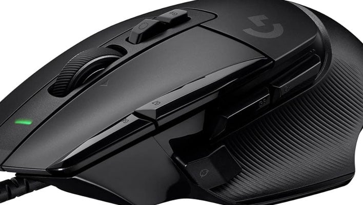 Side view of Logitech's G502 X wired gaming mouse.