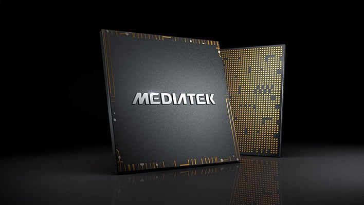 Front and partial back shot (renders) of a MediaTek chip.