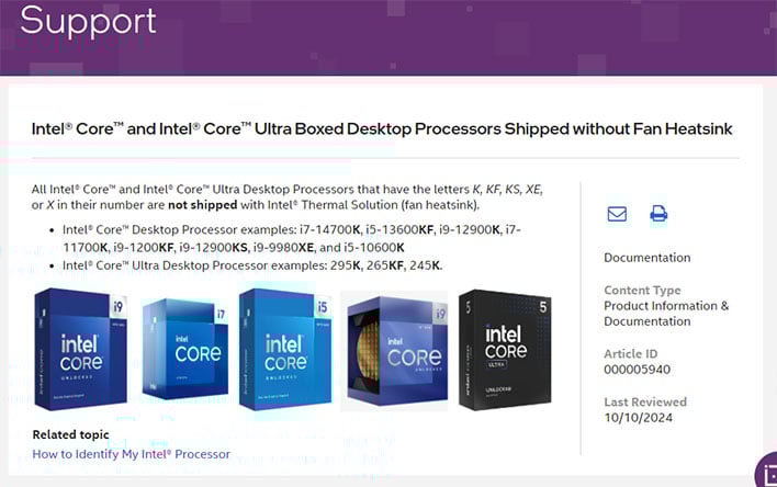 Screenshot of an Intel support document.