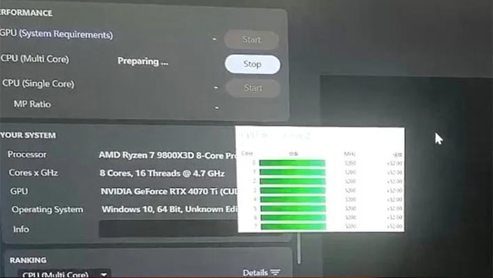 Cinebench R23 screenshot showing a Ryzen 7 9800X3D processor.