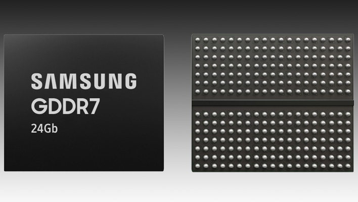 Front and back renders of Samsung's GDDR7 memory chips.