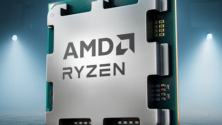 Angled render of an AMD Ryzen 9000 series CPU.