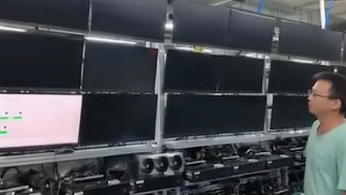 A Zotac graphics card being tested in an Indonesian factory.