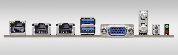 Rear I/O for ASRock's TURIN2D48G-2L+ motherboard.