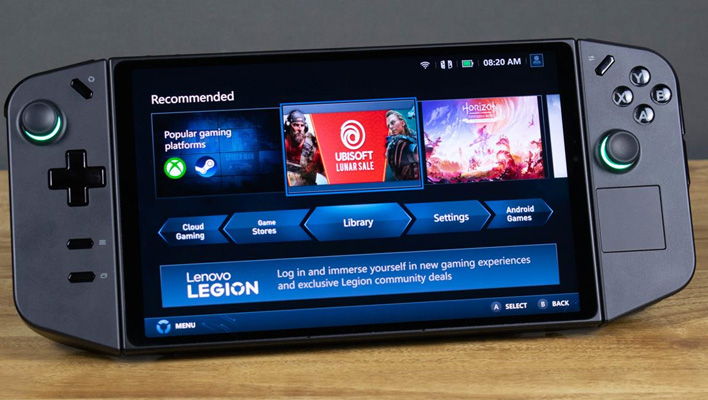 Lenovo Legion Go handheld on a table.