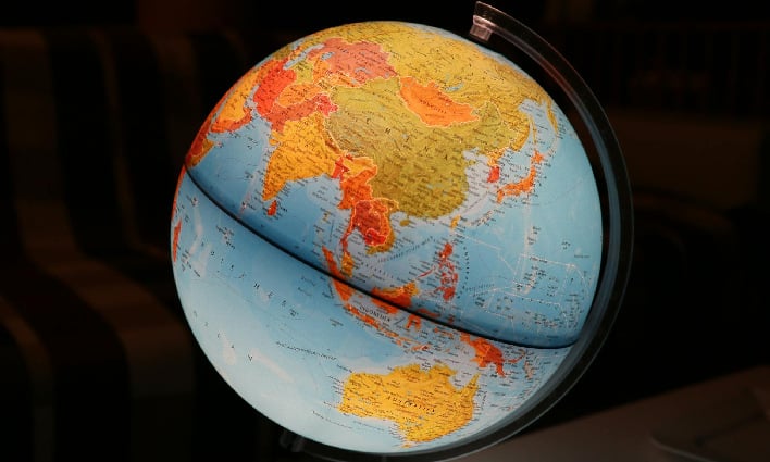globe of earth tilted