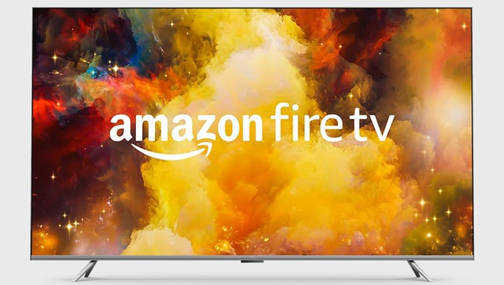 Amazon Fire TV Omni Series on a gray background.