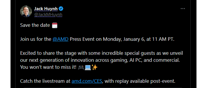 amd jack tweet ces 25