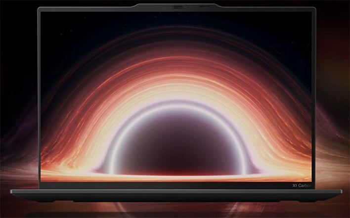 Ordinateur portable Lenovo ThinkPad X1 Carbon Auro (rendu de l'écran OLED).