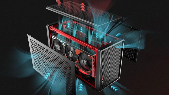 Exploded view of Antec's Performance 1 M mini ITX case.