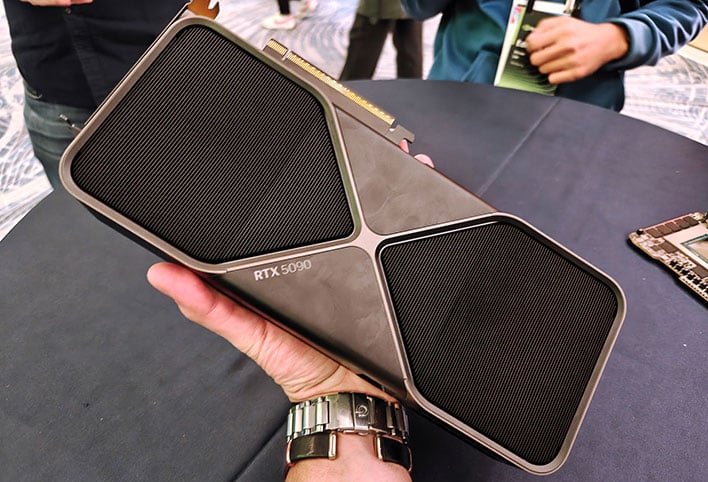 geforce rtx 5090 card in hand