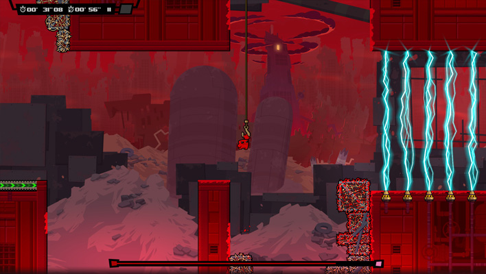 Screenshot of Super Meat Boy Forever.