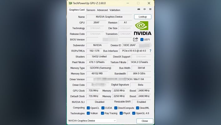 Gpu Prototype Nvidia Rtx Titan Ada Repéré Avec 18 432 Cœurs Cuda Et 48