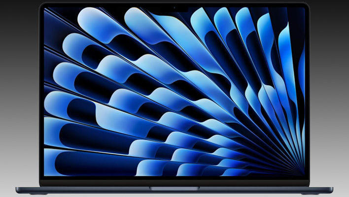 Apple MacBook Air on a black and gray gradient background.