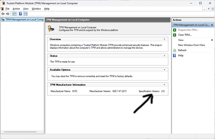 TPM window in Windows 11.