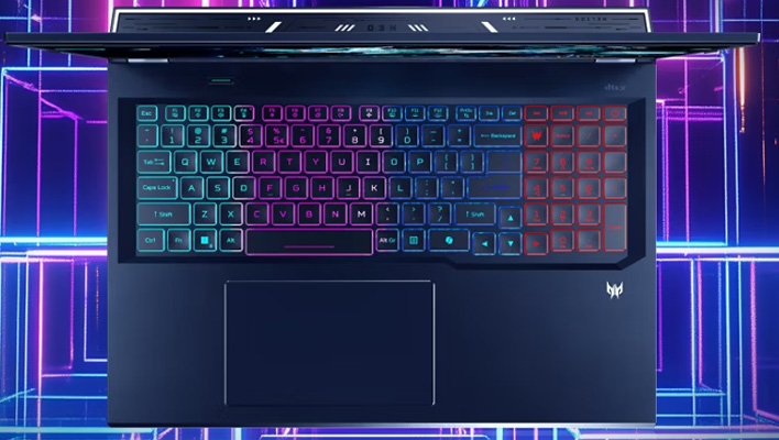 Acer Predator Helios Neo 18 AI top-down view of the keyboard.