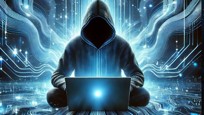 Hacker in front of a laptop.