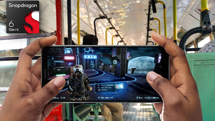 A phone playing a game on a bus.
