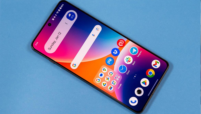 OnePlus 13R on a blue background.