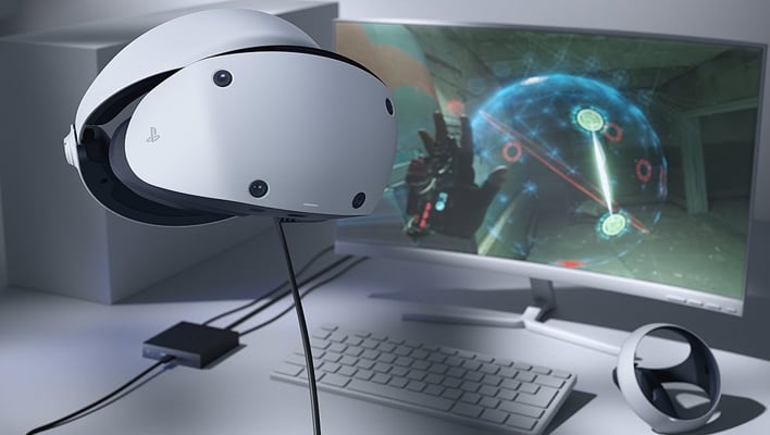 PlayStation VR2 hooked up to a PC.