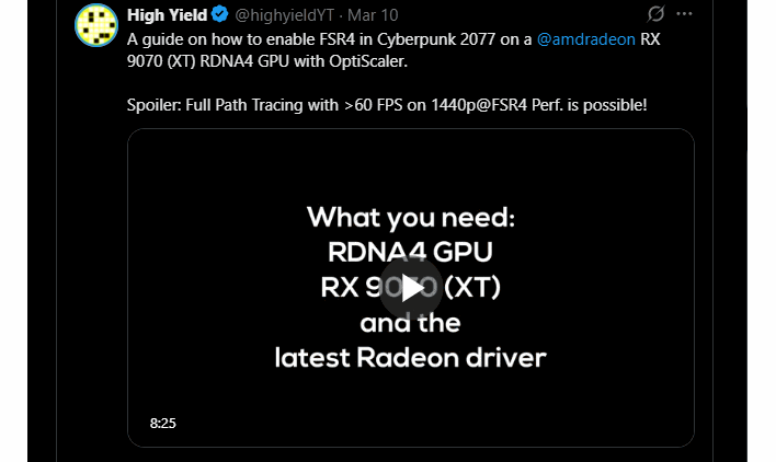 high yield fsr4 optiscaler