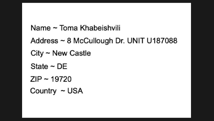 Ebay address from a scammer.