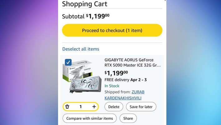 Fake listing on Amazon for a Gigabyte Aorus GeForce RTX 5090 priced at $1,199.
