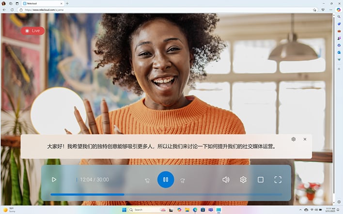 Screenshot of the Live Captions feature for Copilot+ PCs.