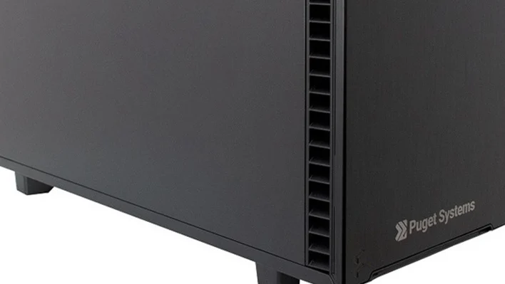 Closeup of a Puget Systems destkop PC.