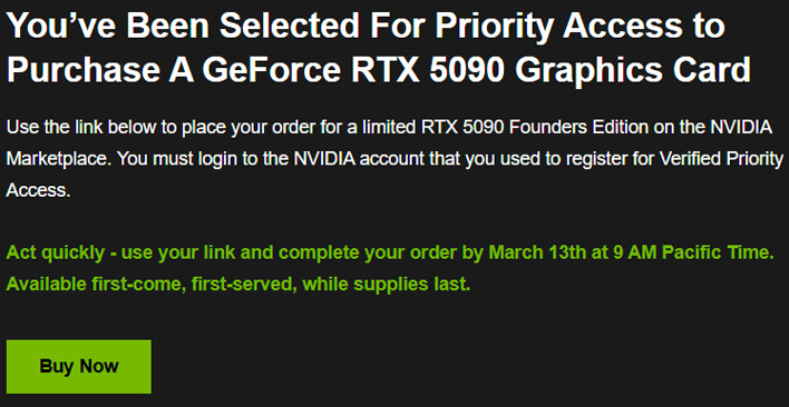 Screenshot of NVIDIA's Verified Priority Access program email.