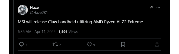 Haze tweet msi plotka
