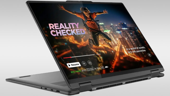 Lenovo Yoga 7i 2-in-1 on a gray gradient background.