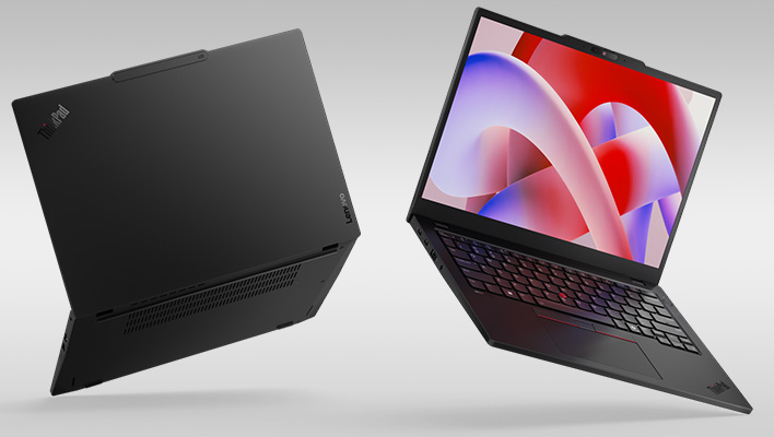 Two Lenovo ThinkPad L13 laptops on a gray gradient background.