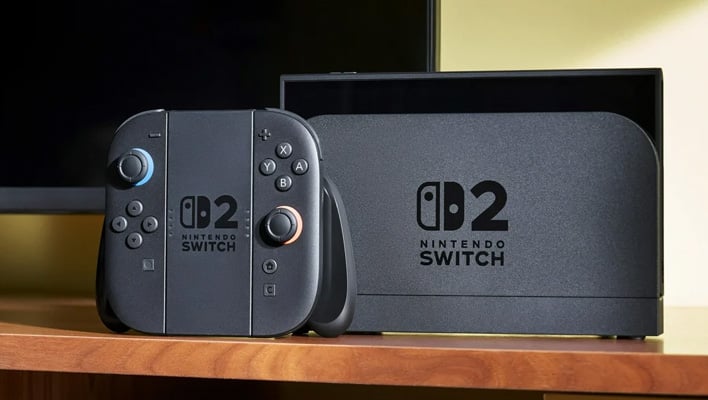 Nintendo Switch 2 davanti a una TV.