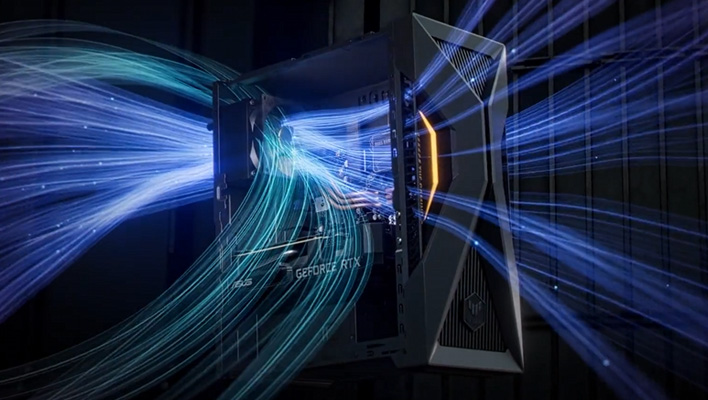 Cool air blowing through the ASUS TUF Gaming T500 PC.